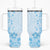 Fiji Masi With Hibiscus Tapa Tribal Tumbler With Handle Sky Blue Pastel