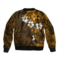 Fiji Masi With Hibiscus Tapa Tribal Bomber Jacket Gold Version LT01 - Polynesian Pride