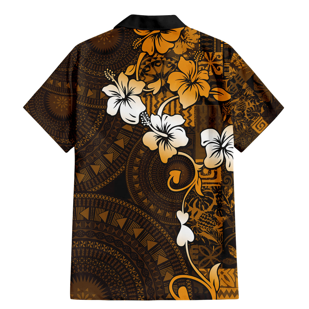 Fiji Masi With Hibiscus Tapa Tribal Family Matching Mermaid Dress and Hawaiian Shirt Gold Version LT01 - Polynesian Pride