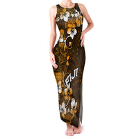 Fiji Masi With Hibiscus Tapa Tribal Family Matching Tank Maxi Dress and Hawaiian Shirt Gold Version LT01 Mom's Dress Gold - Polynesian Pride
