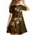 Fiji Masi With Hibiscus Tapa Tribal Kid Short Sleeve Dress Gold Version LT01 - Polynesian Pride