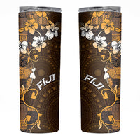 Fiji Masi Skinny Tumbler Fijian Hibiscus Tapa Gold Version
