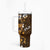 Fiji Masi Tumbler With Handle Fijian Hibiscus Tapa Gold Version