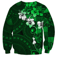 Fiji Masi Sweatshirt Fijian Hibiscus Tapa Green Version LT01 - Polynesian Pride