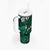 Fiji Masi Tumbler With Handle Fijian Hibiscus Tapa Green Version