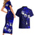 Fiji Masi Couples Matching Short Sleeve Bodycon Dress and Hawaiian Shirt Fijian Hibiscus Navy Blue Gold Version LT01 - Polynesian Pride