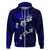 Fiji Masi Hoodie Fijian Hibiscus Navy Blue Gold Version LT01 Zip Hoodie Blue - Polynesian Pride