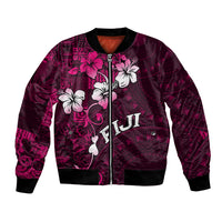 Fiji Masi Bomber Jacket Fijian Hibiscus Tapa Pink Version LT01 Unisex Pink - Polynesian Pride
