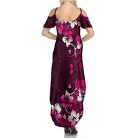 Fiji Masi Family Matching Summer Maxi Dress and Hawaiian Shirt Fijian Hibiscus Tapa Pink Version LT01 - Polynesian Pride