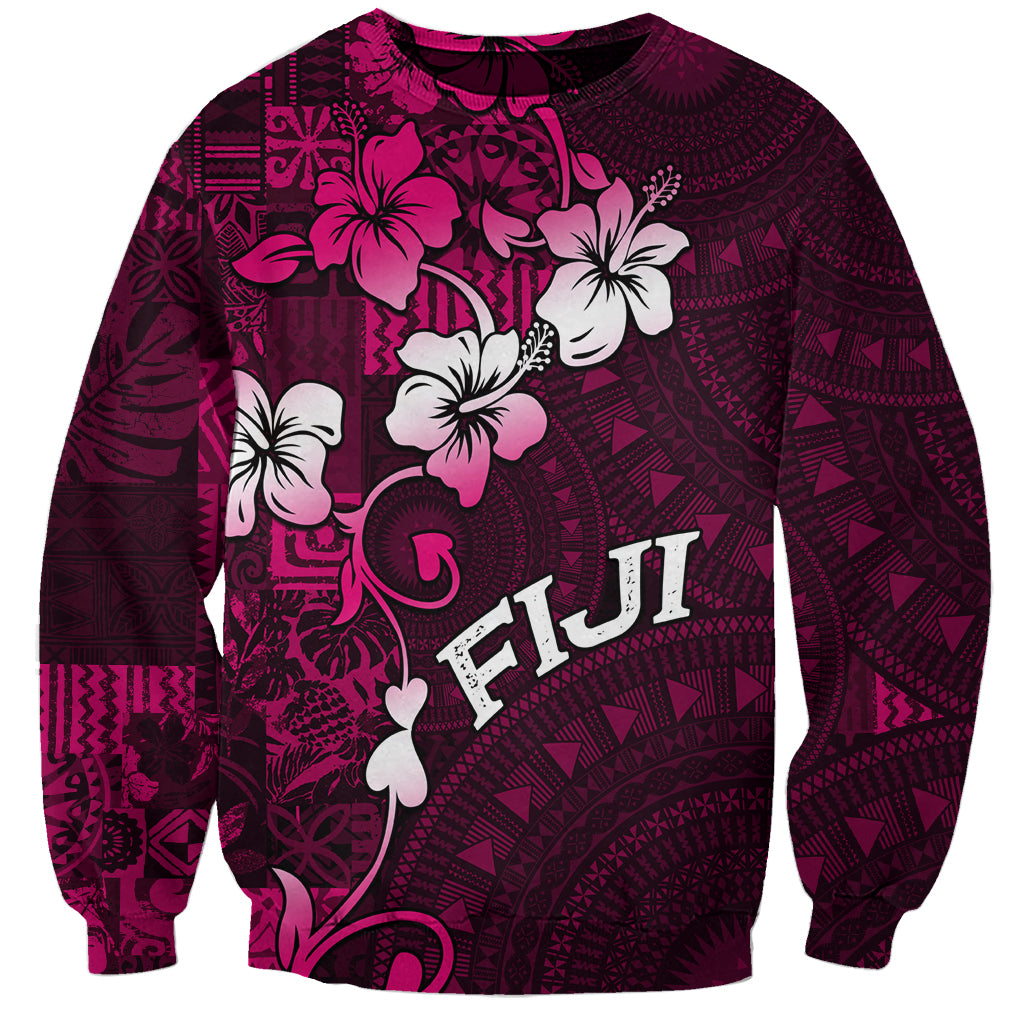 Fiji Masi Sweatshirt Fijian Hibiscus Tapa Pink Version LT01 Unisex Pink - Polynesian Pride