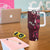 Fiji Masi Tumbler With Handle Fijian Hibiscus Tapa Pink Version