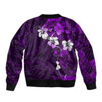 Fiji Masi Bomber Jacket Fijian Hibiscus Tapa Purple Version LT01 - Polynesian Pride