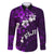 Fiji Masi Family Matching Summer Maxi Dress and Hawaiian Shirt Fijian Hibiscus Tapa Purple Version LT01 Dad's Shirt - Long Sleeve Purple - Polynesian Pride