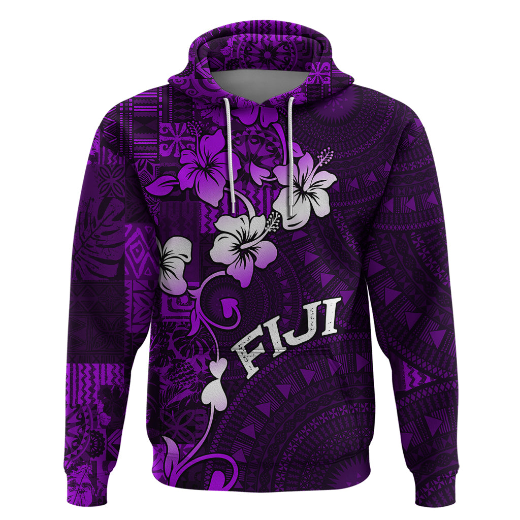 Fiji Masi Hoodie Fijian Hibiscus Tapa Purple Version LT01 Pullover Hoodie Purple - Polynesian Pride