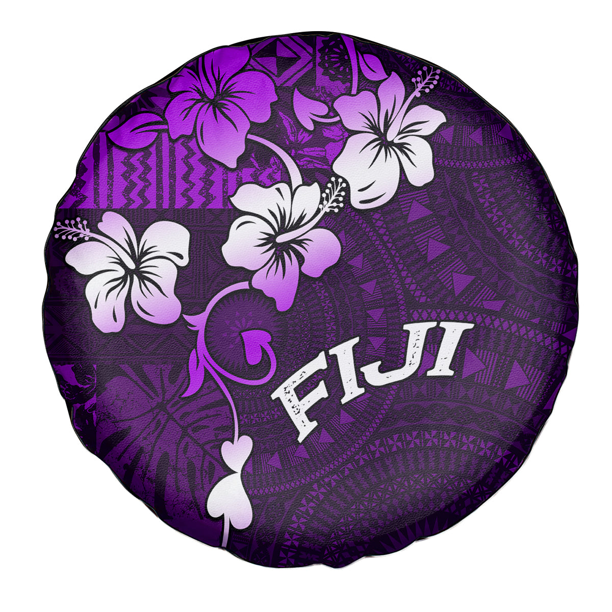 Fiji Masi Spare Tire Cover Fijian Hibiscus Tapa Purple Version LT01 - Polynesian Pride