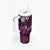 Fiji Masi Tumbler With Handle Fijian Hibiscus Tapa Purple Version