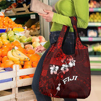 Fiji Masi Grocery Bag Fijian Hibiscus Tapa Red Version