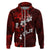 Fiji Masi Hoodie Fijian Hibiscus Tapa Red Version LT01 Zip Hoodie Red - Polynesian Pride