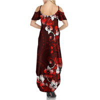 Fiji Masi Summer Maxi Dress Fijian Hibiscus Tapa Red Version LT01 - Polynesian Pride