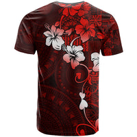 Fiji Masi T Shirt Fijian Hibiscus Tapa Red Version LT01 - Polynesian Pride