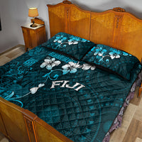 Fiji Masi Quilt Bed Set Fijian Hibiscus Tapa Sky Blue Version LT01 - Polynesian Pride