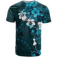 Fiji Masi T Shirt Fijian Hibiscus Tapa Sky Blue Version LT01 - Polynesian Pride