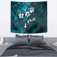 Fiji Masi Tapestry Fijian Hibiscus Tapa Sky Blue Version LT01 - Polynesian Pride