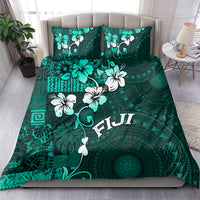 Fiji Masi Bedding Set Fijian Hibiscus Tapa Turquoise Version LT01 - Polynesian Pride
