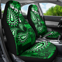 Fiji Masi Paisley With Hibiscus Tapa Car Seat Cover Green Version LT01 - Polynesian Pride