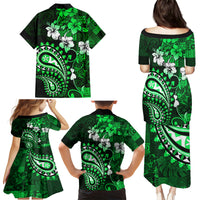 Fiji Masi Paisley With Hibiscus Tapa Family Matching Puletasi Dress and Hawaiian Shirt Green Version LT01 - Polynesian Pride