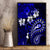 Fiji Masi Paisley With Hibiscus Tapa Canvas Wall Art Navy Blue Version LT01 - Polynesian Pride