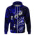 Fiji Masi Paisley With Hibiscus Tapa Hoodie Navy Blue Version LT01 Zip Hoodie Blue - Polynesian Pride