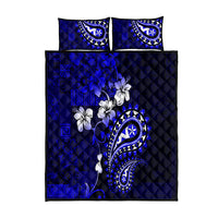 Fiji Masi Paisley With Hibiscus Tapa Quilt Bed Set Navy Blue Version LT01 Blue - Polynesian Pride