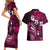 Fiji Masi Paisley With Hibiscus Tapa Couples Matching Short Sleeve Bodycon Dress and Hawaiian Shirt Pink Version LT01 - Polynesian Pride