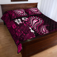 Fiji Masi Paisley With Hibiscus Tapa Quilt Bed Set Pink Version LT01 - Polynesian Pride