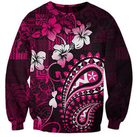 Fiji Masi Paisley With Hibiscus Tapa Sweatshirt Pink Version LT01 Unisex Pink - Polynesian Pride