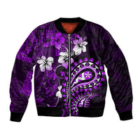 Fiji Masi Paisley Bomber Jacket Fijian Hibiscus Tapa Purple Version LT01 Unisex Purple - Polynesian Pride