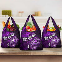 Fiji Masi Paisley Grocery Bag Fijian Hibiscus Tapa Purple Version
