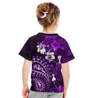 Fiji Masi Paisley Kid T Shirt Fijian Hibiscus Tapa Purple Version LT01 - Polynesian Pride