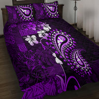 Fiji Masi Paisley Quilt Bed Set Fijian Hibiscus Tapa Purple Version LT01 - Polynesian Pride