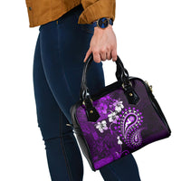 Fiji Masi Paisley Shoulder Handbag Fijian Hibiscus Tapa Purple Version LT01 - Polynesian Pride