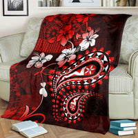 Fiji Masi Paisley Blanket Fijian Hibiscus Tapa Red Version LT01 - Polynesian Pride