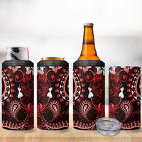Fiji Masi Paisley 4 in 1 Can Cooler Tumbler Fijian Hibiscus Tapa Red Version