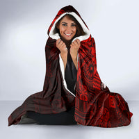 Fiji Masi Paisley Hooded Blanket Fijian Hibiscus Tapa Red Version LT01 - Polynesian Pride