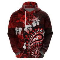 Fiji Masi Paisley Hoodie Fijian Hibiscus Tapa Red Version LT01 - Polynesian Pride