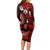 Fiji Masi Paisley Long Sleeve Bodycon Dress Fijian Hibiscus Tapa Red Version LT01 - Polynesian Pride