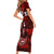 Fiji Masi Paisley Short Sleeve Bodycon Dress Fijian Hibiscus Tapa Red Version LT01 - Polynesian Pride