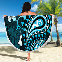 Fiji Masi Paisley Beach Blanket Fijian Hibiscus Tapa Sky Blue Version LT01 - Polynesian Pride