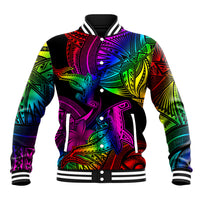 LGBT History Month Baseball Jacket Polynesian Hammerhead Shark LT01 Unisex Rainbow - Polynesian Pride