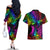 LGBT History Month Couples Matching Off The Shoulder Long Sleeve Dress and Hawaiian Shirt Polynesian Hammerhead Shark LT01 - Polynesian Pride